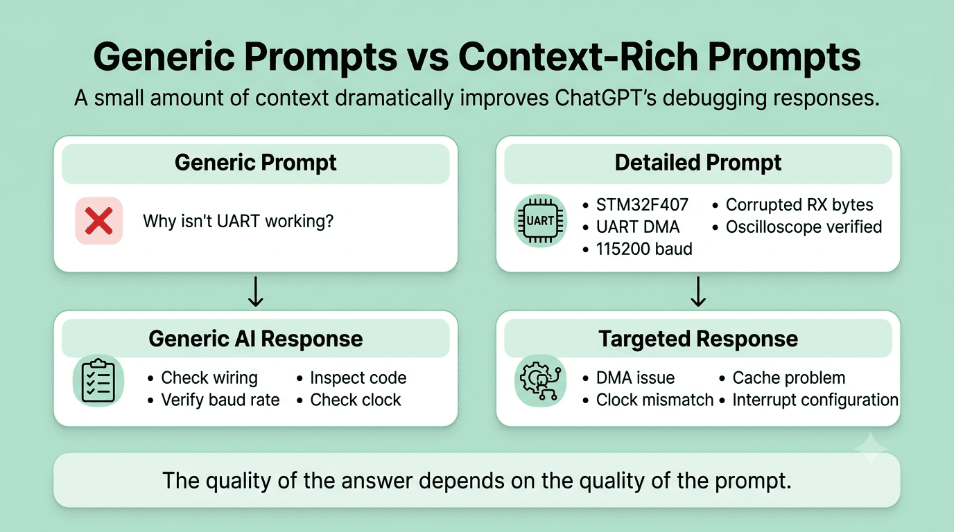 Generic vs detailed ChatGPT debugging prompts