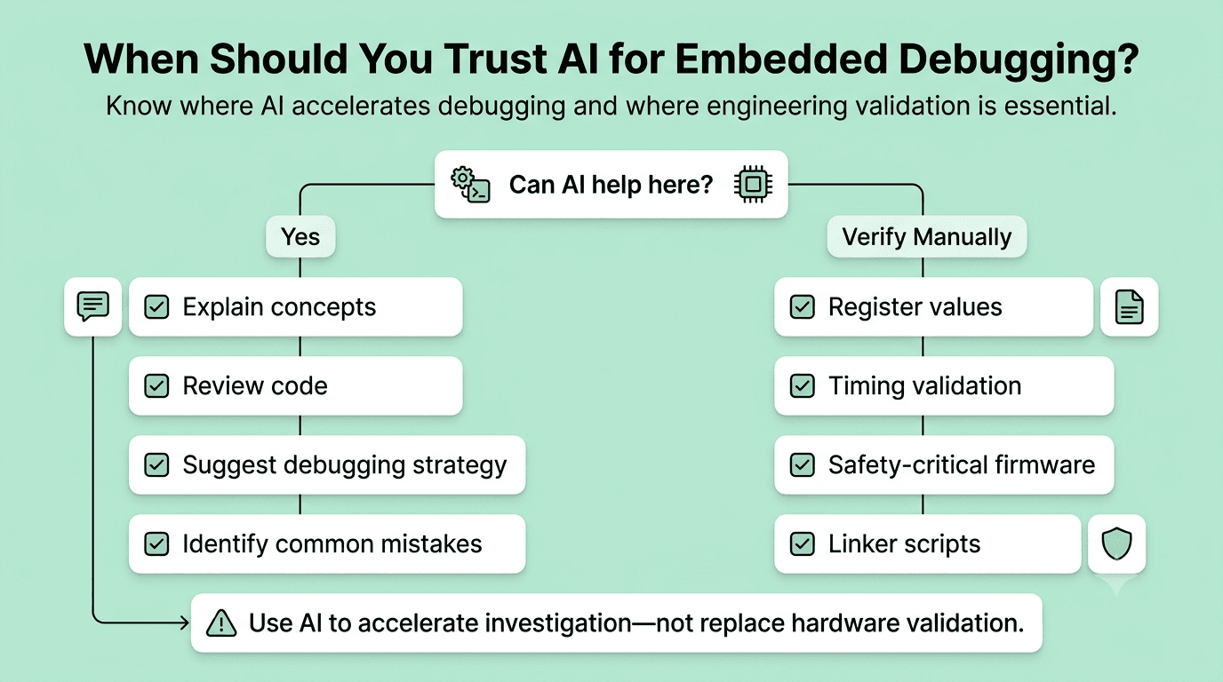 AI decision tree for embedded debugging