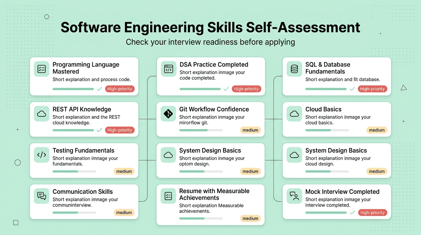 Framework showing effective ways to build software engineering skills through projects, open source, certifications, coding practice, and mock interviews.