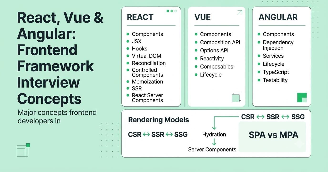 Frontend developer interview questions on React and frontend frameworks