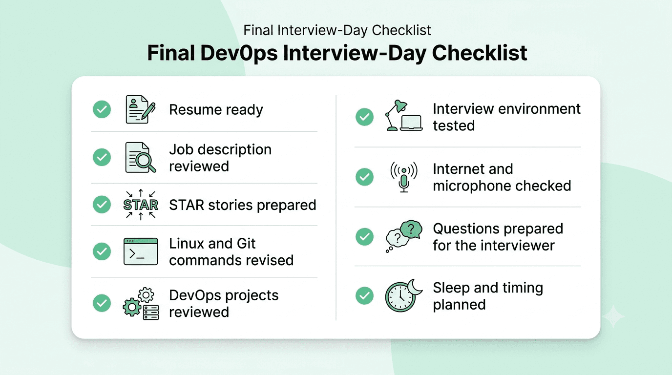 Final DevOps interview-day checklist for technical preparation and interview readiness