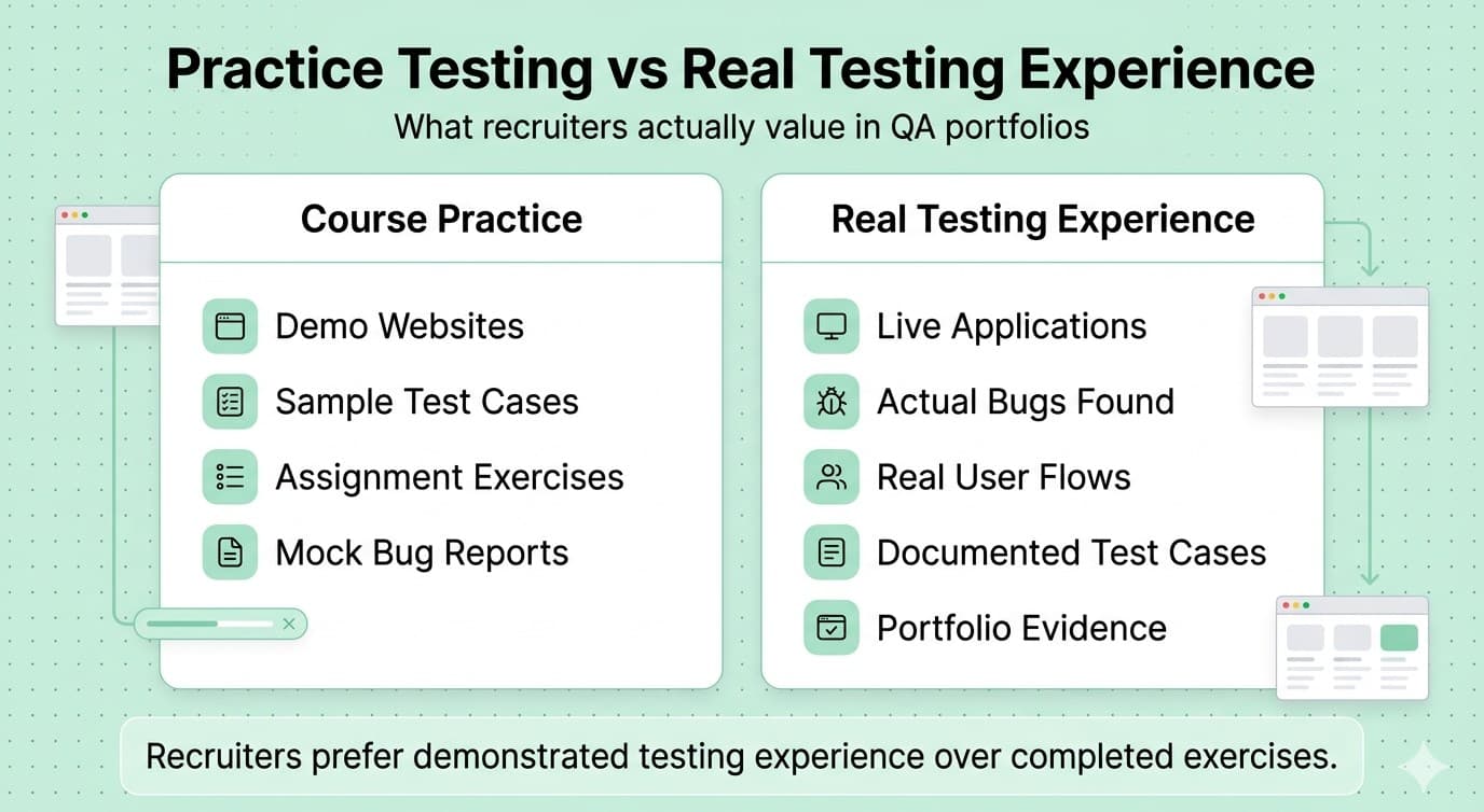 Course practice vs Real testing experience 
