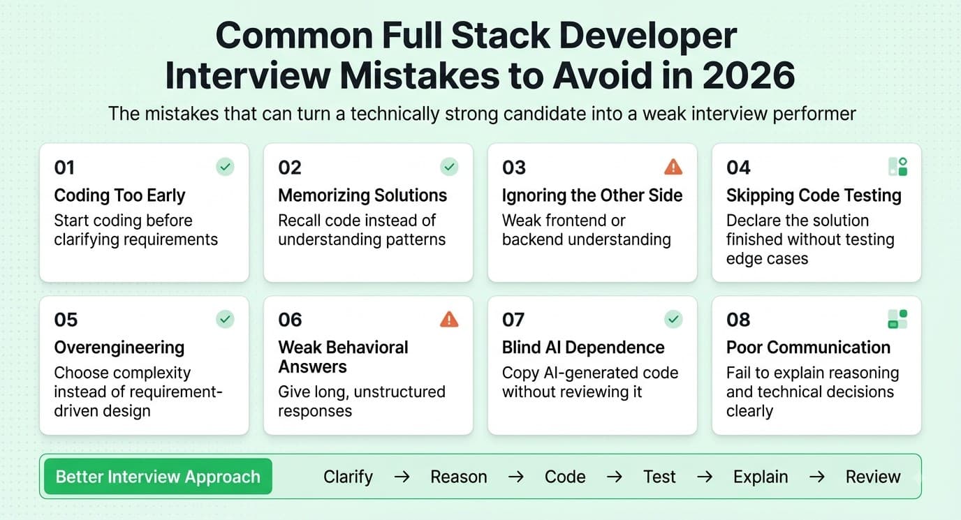 8 common full stack developer interview mistakes to avoid in 2026