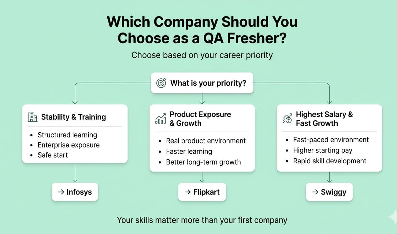 Which company should you choose as a QA fresher 