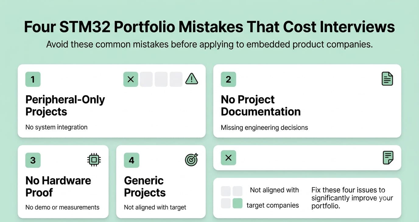 Common STM32 project portfolio mistakes