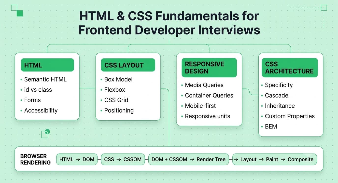 Frontend developer interview questions on HTML CSS and web fundamentals
