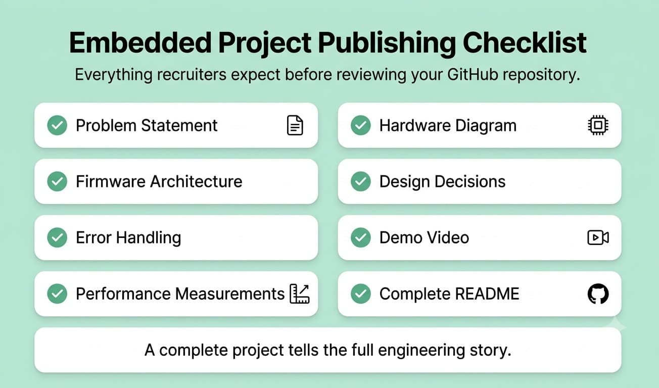 Embedded systems project checklist for GitHub portfolio
