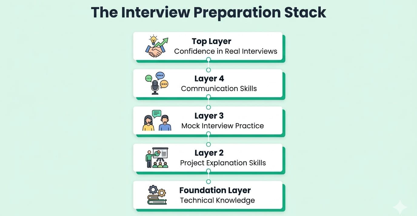 Comparison between college study vs interview skills 