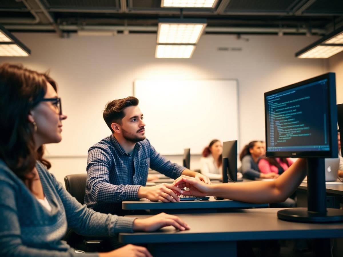 Learners in a coding training institute classroom