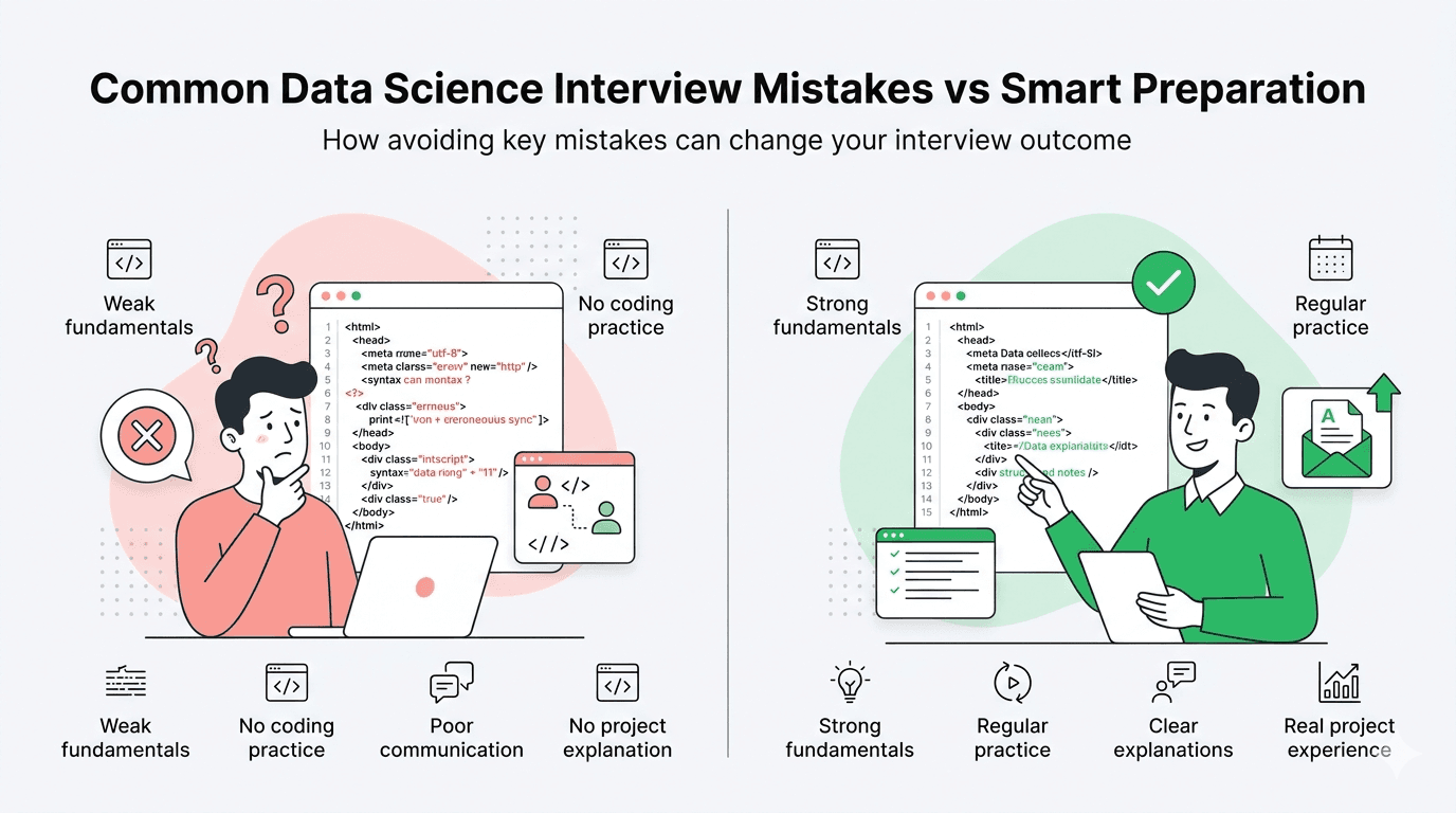 Data science interview mistakes vs smart prepartion