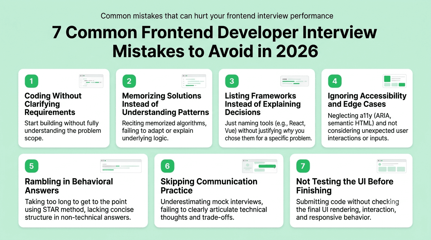 7 common frontend developer interview mistakes to avoid in 2026