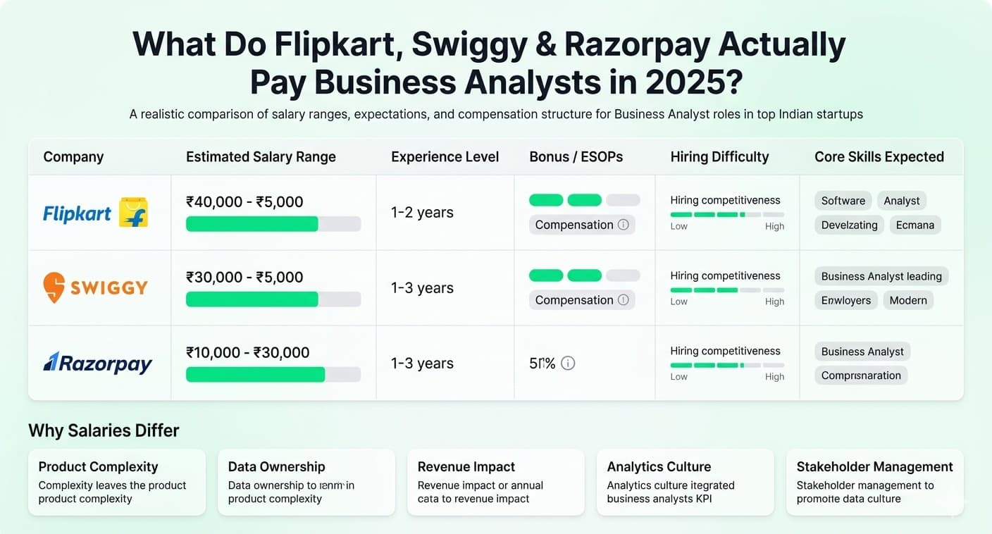 Business analyst salary across companies