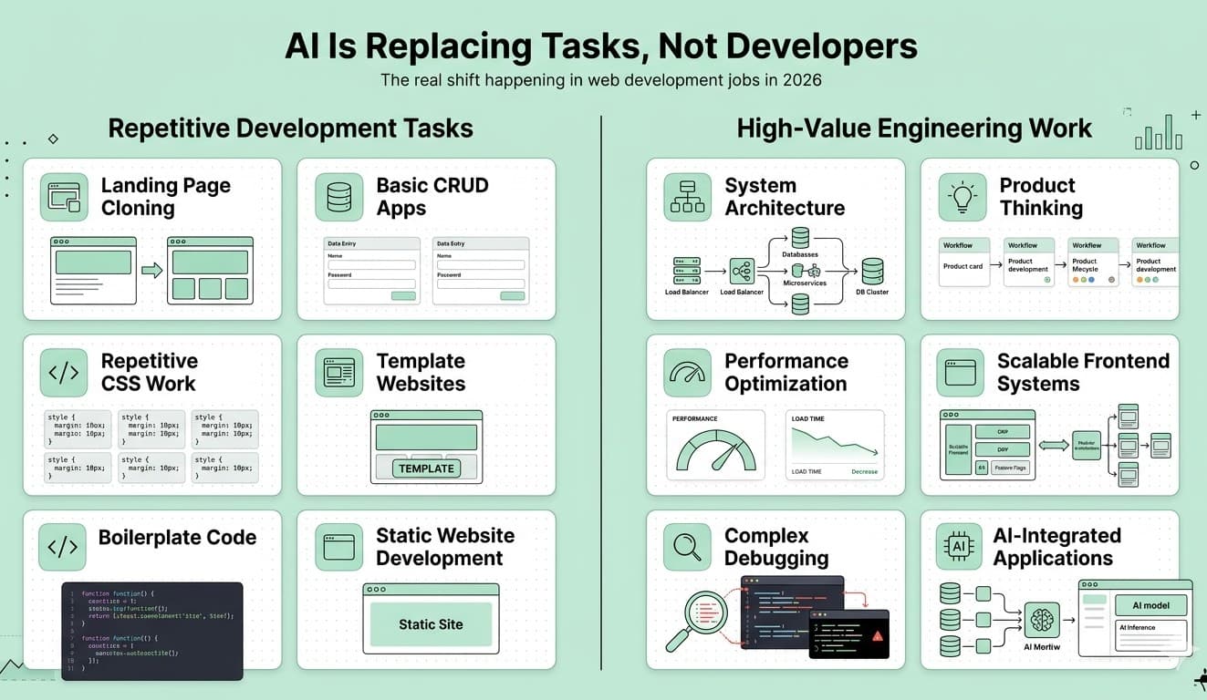 Ai automated task vs Web developer actual task